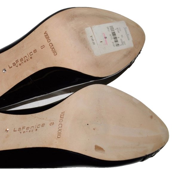 LA FENICE VENEZIA NEW SZ 8 M BLACK PATENT LEATHER PUMPS 4" STILETTO HEELS SHOES - Picture 9 of 9